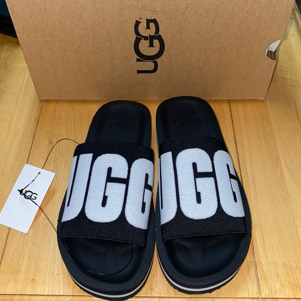 AUTH NIB UGG ZUMA GRAPHIC SLIDE BLACK US5
